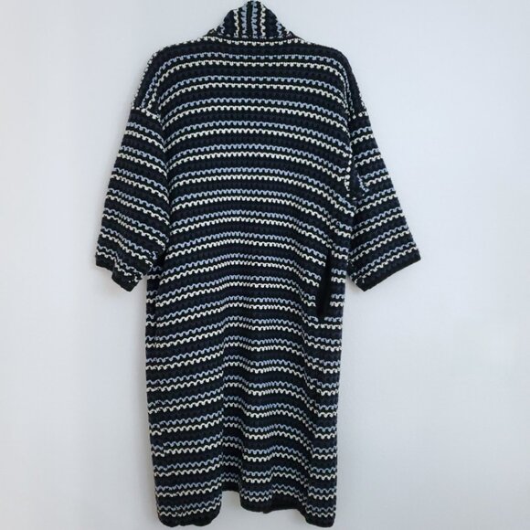 Anthropologie FRNCH Paris Black Multi-color Striped Duster Cardigan One Size - Picture 7 of 13